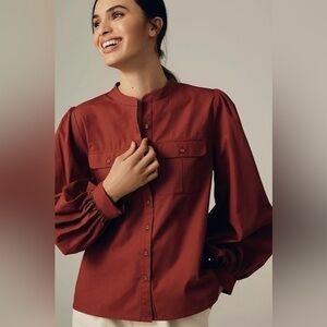 Anthropologie Nikasha Utility Blouse. Medium Crimson Blouse.